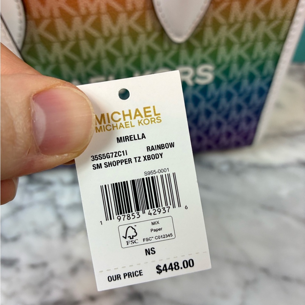 NWT Michael Kors Rainbow Pride Small Mirella Shopper Satchel Bag - MSRP $448 - Picture 8 of 8